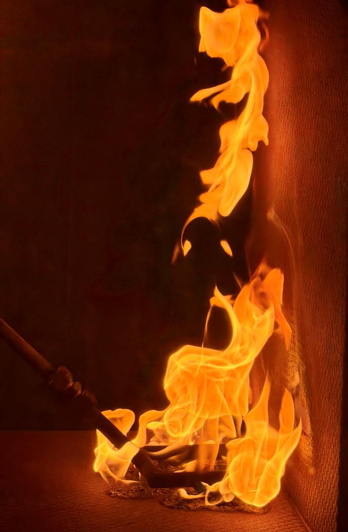 Railway passenger seat undergoing full-scale fire testing